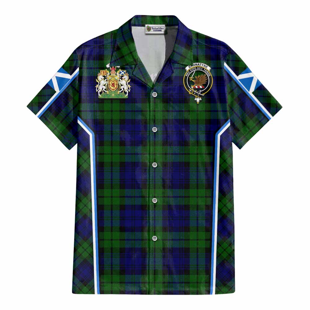 Bannatyne Tartan Crest Cotton Hawaiian Shirt Scotland Coat of Arm Flag Style - Tartan Vibes Clothing