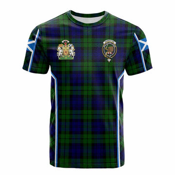 Bannatyne Tartan Crest Cotton T-shirt Scotland Coat of Arm Flag Style