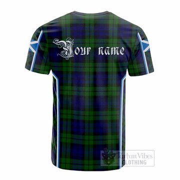 Bannatyne Tartan Crest Cotton T-shirt Scotland Coat of Arm Flag Style