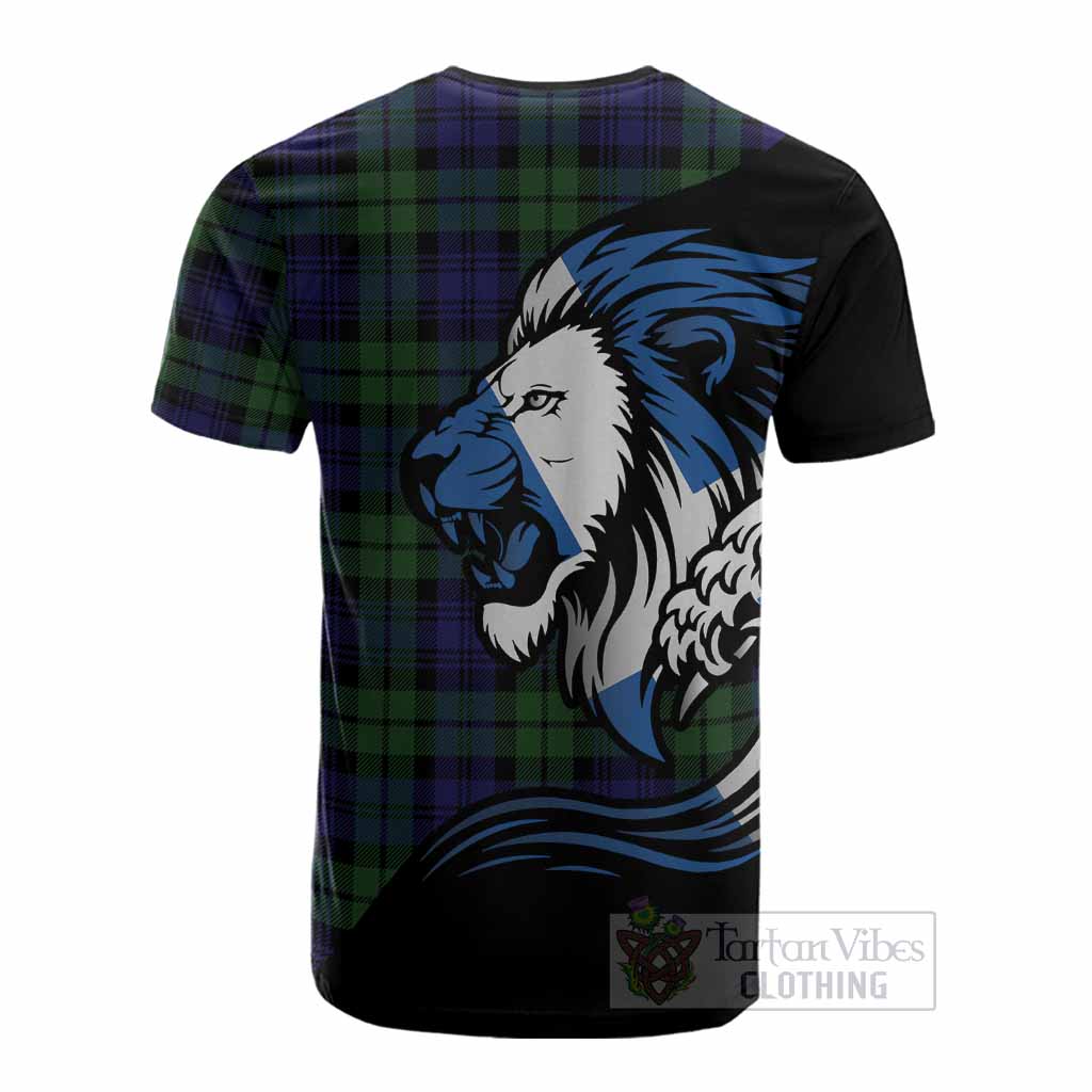 Bannatyne Tartan Crest Cotton T-shirt Scottish Golden Lions Wave Flow