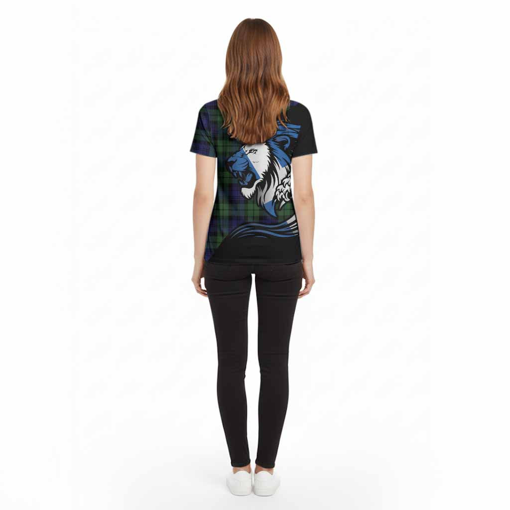 Bannatyne Tartan Crest Cotton T-shirt Scottish Golden Lions Wave Flow