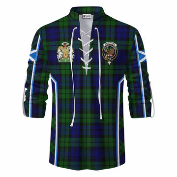 Bannatyne Tartan Crest Ghillie Kilt Shirt Scotland Coat of Arm Flag Style - Tartan Vibes Clothing