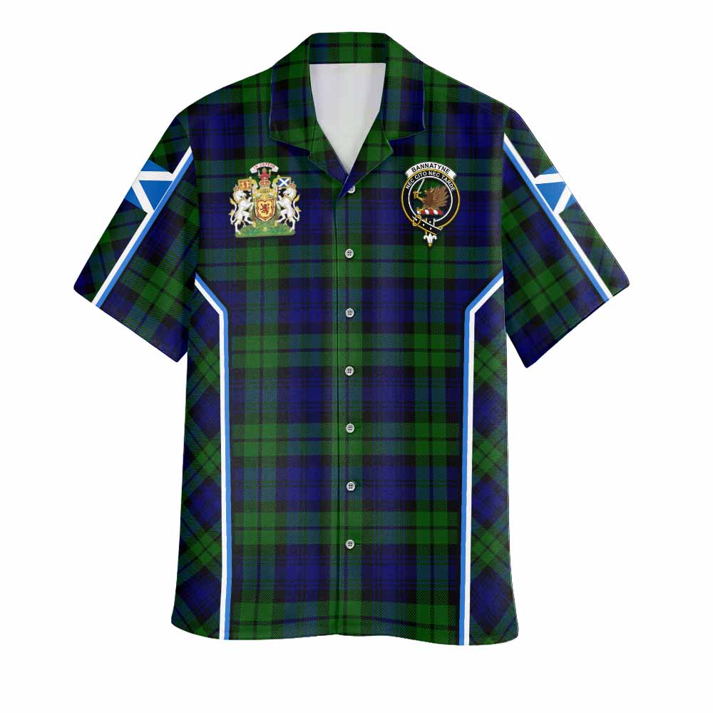 Bannatyne Tartan Crest Hawaiian Shirt Scotland Coat of Arm Flag Style - Tartan Vibes Clothing