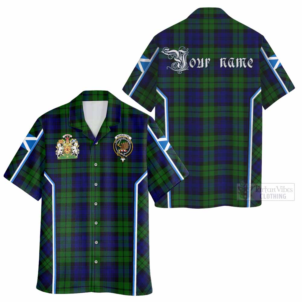 Bannatyne Tartan Crest Hawaiian Shirt Scotland Coat of Arm Flag Style - Tartan Vibes Clothing