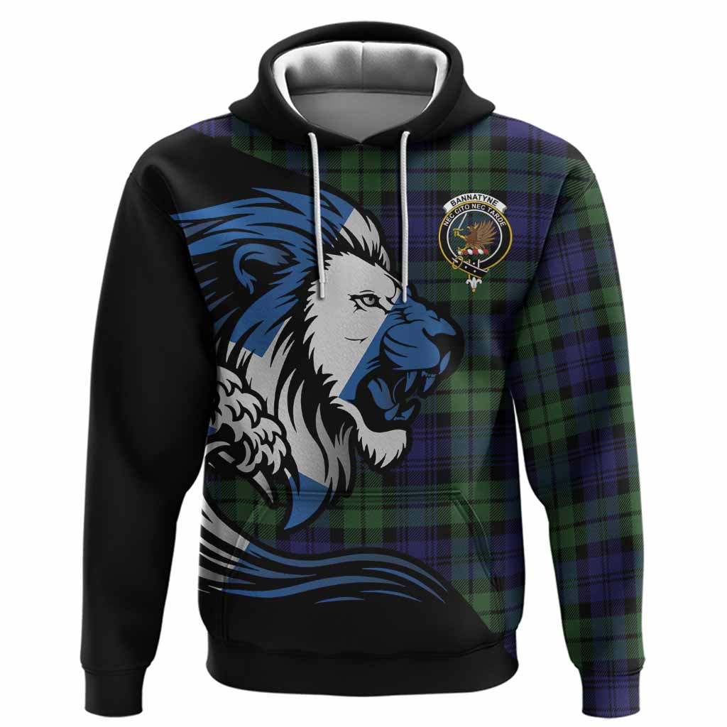 Bannatyne Tartan Crest Hoodie Scottish Golden Lions Wave Flow
