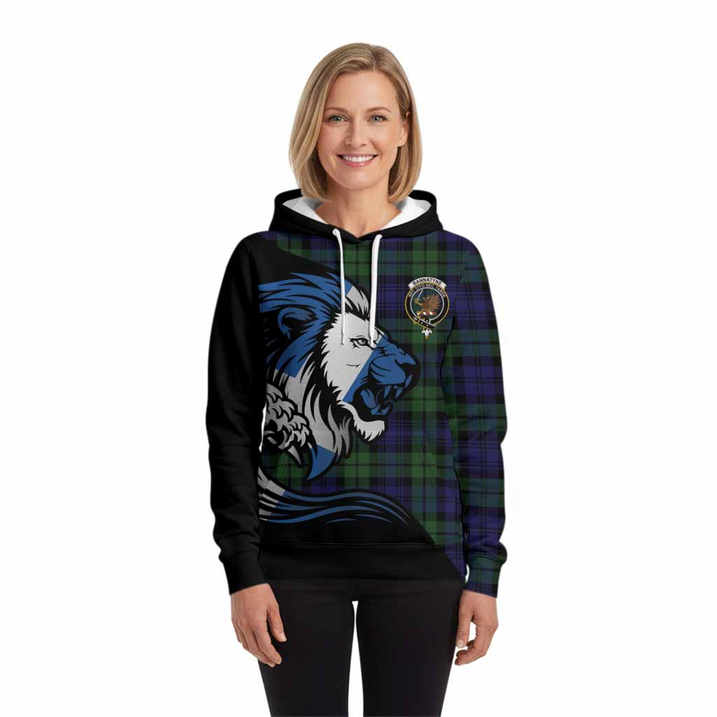 Bannatyne Tartan Crest Hoodie Scottish Golden Lions Wave Flow
