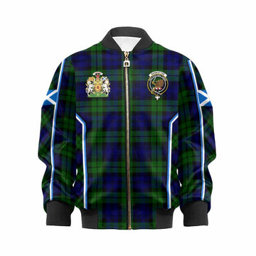 Bannatyne Tartan Crest Kid Bomber Jacket Scotland Coat of Arm Flag Style - Tartan Vibes Clothing