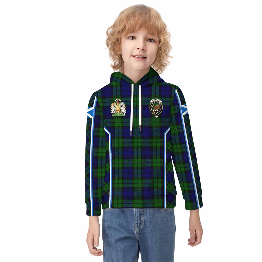 Bannatyne Tartan Crest Kid Hoodie Scotland Coat of Arm Flag Style - Tartan Vibes Clothing
