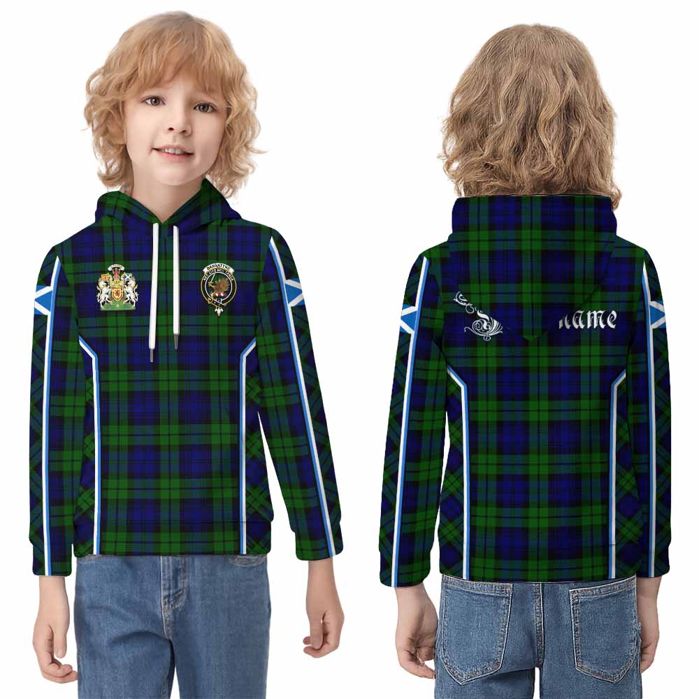 Bannatyne Tartan Crest Kid Hoodie Scotland Coat of Arm Flag Style - Tartan Vibes Clothing