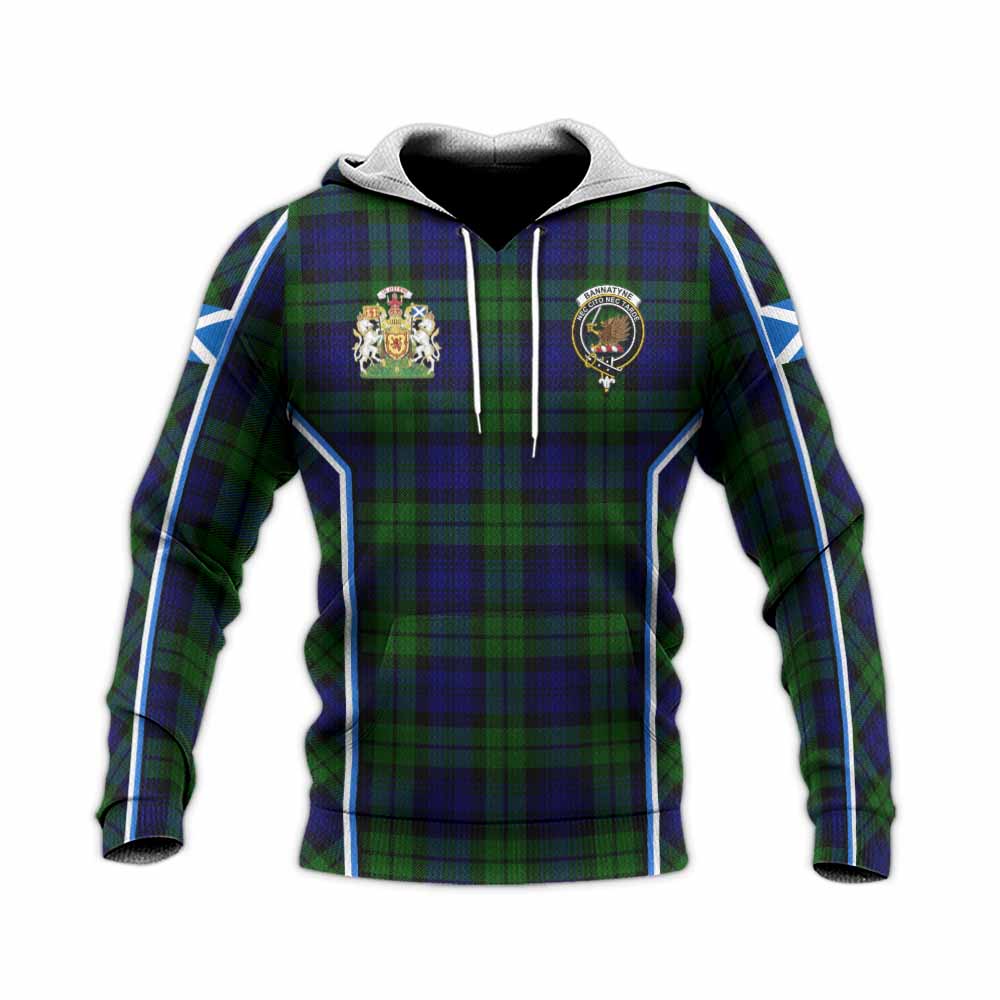 Bannatyne Tartan Crest Knitted Hoodie Scotland Coat of Arm Flag Style - Tartan Vibes Clothing