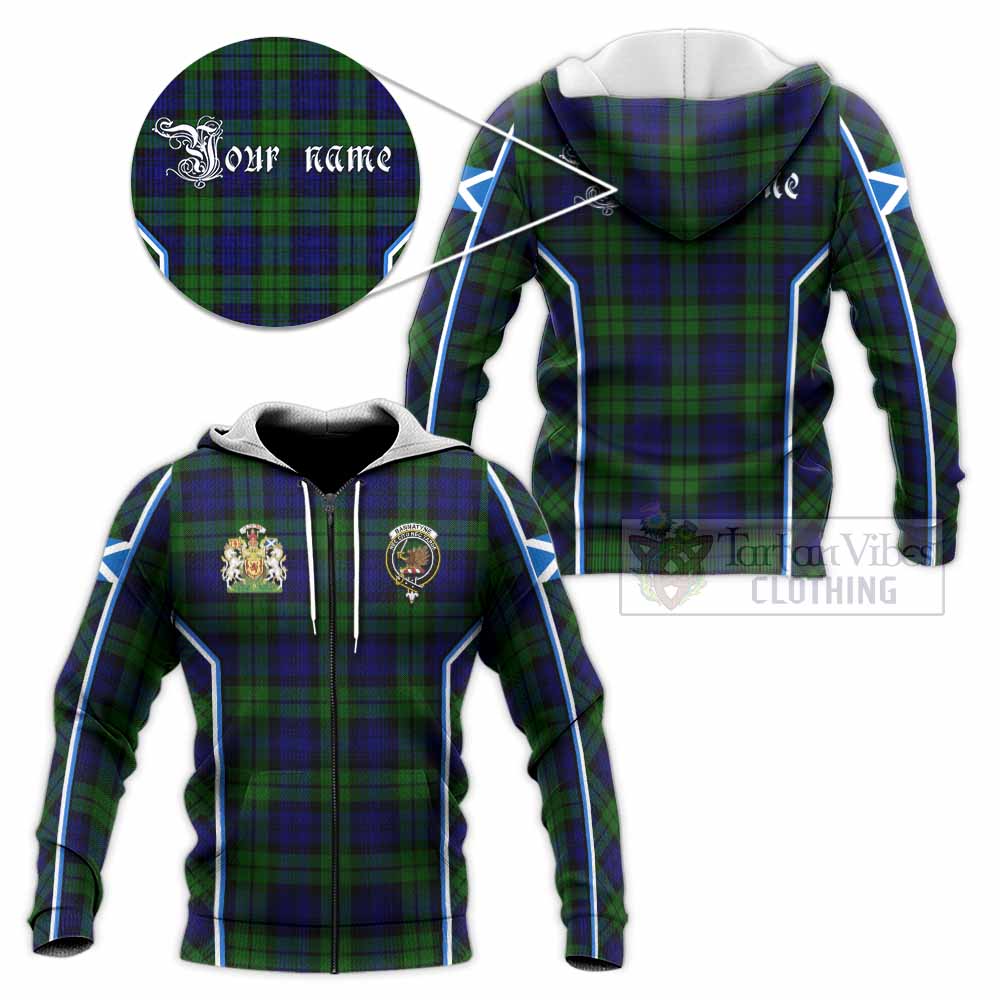 Bannatyne Tartan Crest Knitted Hoodie Scotland Coat of Arm Flag Style - Tartan Vibes Clothing
