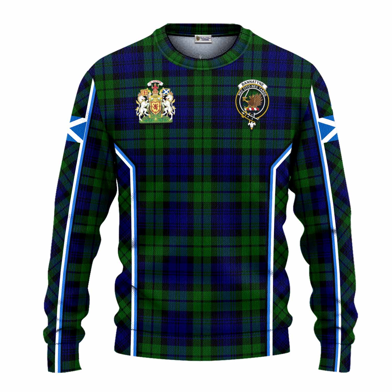 Bannatyne Tartan Crest Knitted Sweater Scotland Coat of Arm Flag Style - Tartan Vibes Clothing
