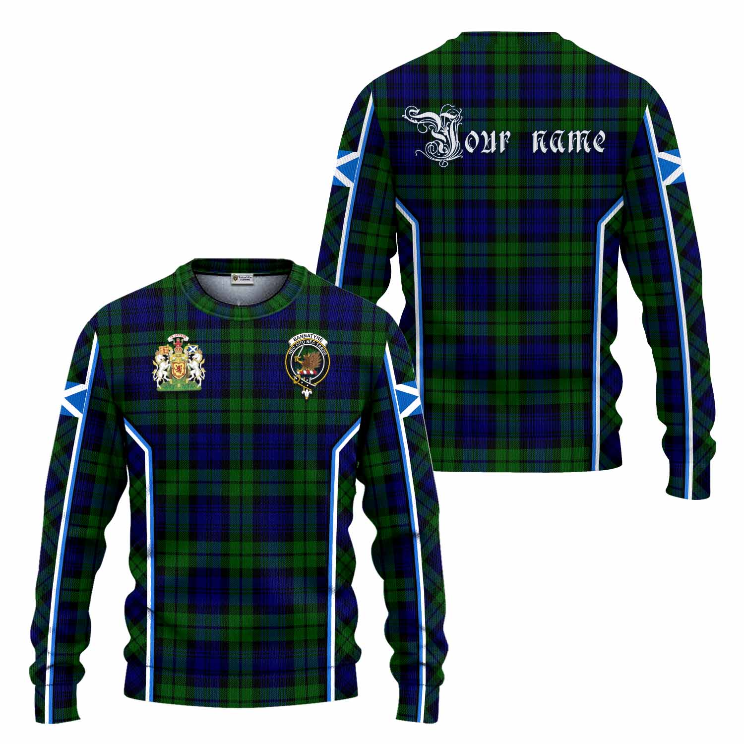 Bannatyne Tartan Crest Knitted Sweater Scotland Coat of Arm Flag Style - Tartan Vibes Clothing