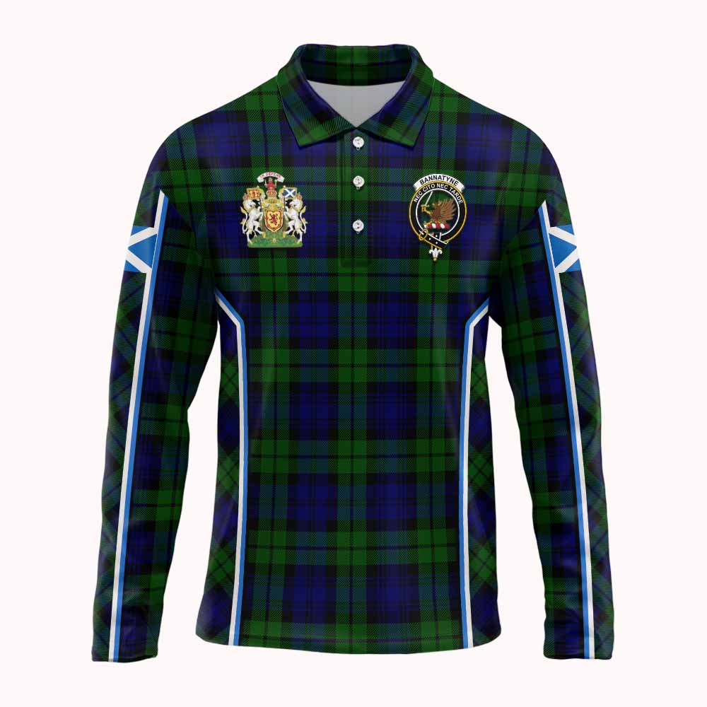 Bannatyne Tartan Crest Long Sleeve Polo Shirt Scotland Coat of Arm Flag Style - Tartan Vibes Clothing