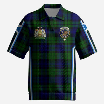 Bannatyne Tartan Crest Men’s Polo Sweater Top Scotland Coat of Arm Flag Style