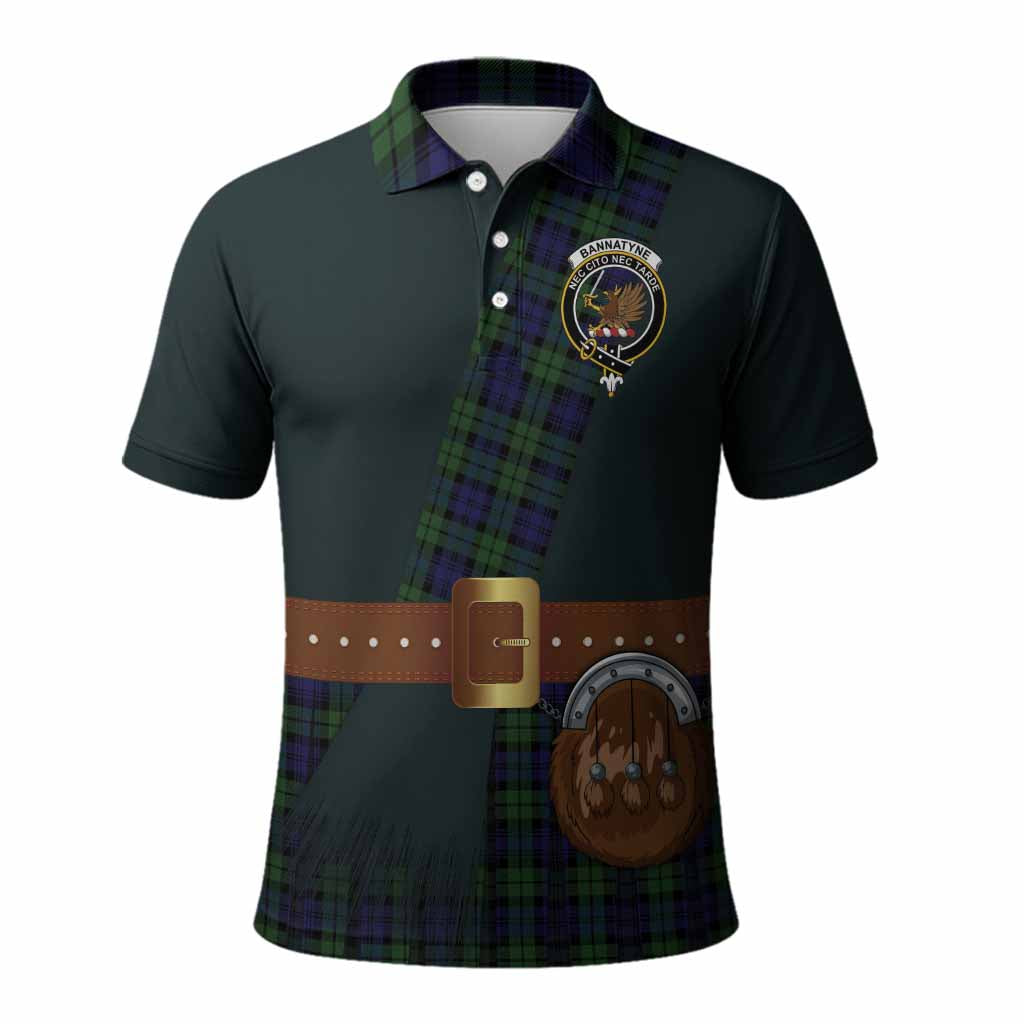 Bannatyne Tartan Crest Polo Shirt Kilt Costume Style