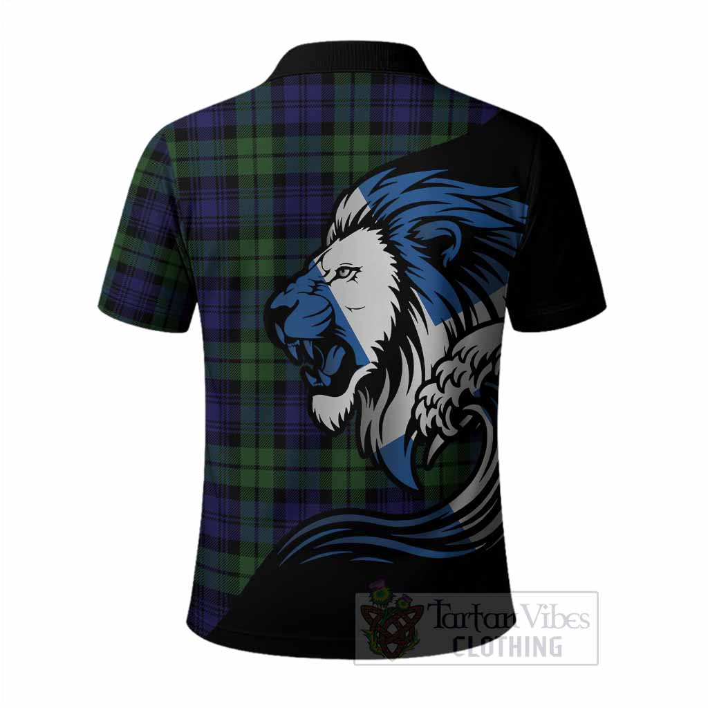 Bannatyne Tartan Crest Polo Shirt Scottish Golden Lions Wave Flow