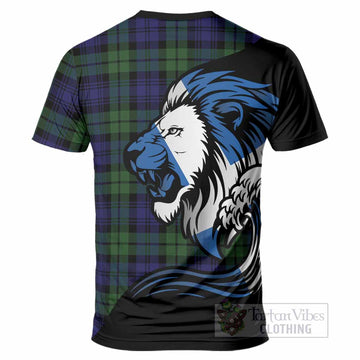 Bannatyne Tartan Crest T-Shirt Scottish Golden Lions Wave Flow