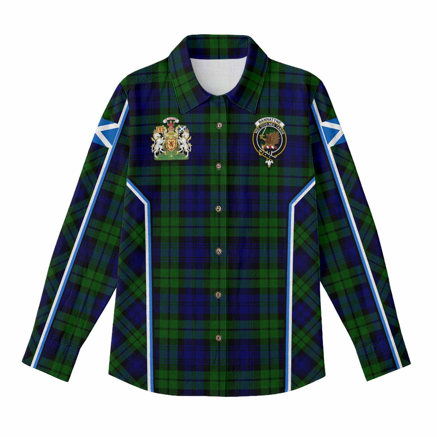 Bannatyne Tartan Crest Women Casual Shirt Scotland Coat of Arm Flag Style - Tartan Vibes Clothing