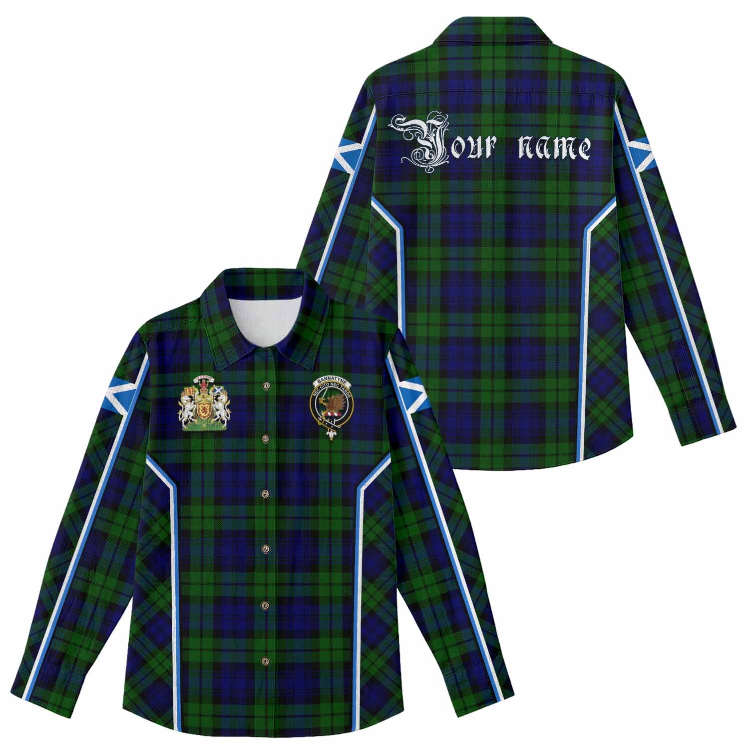 Bannatyne Tartan Crest Women Casual Shirt Scotland Coat of Arm Flag Style - Tartan Vibes Clothing