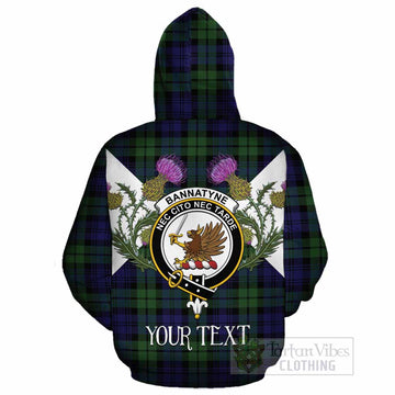 Bannatyne Tartan Family Crest Cotton Hoodie Scottish Burns Night Thistle Floral