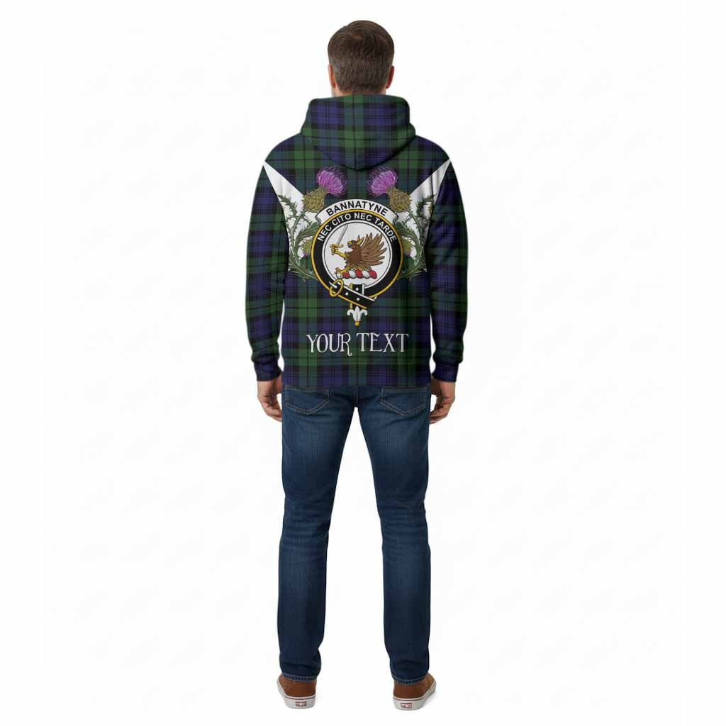 Bannatyne Tartan Family Crest Cotton Hoodie Scottish Burns Night Thistle Floral