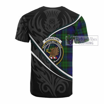 Bannatyne Tartan Family Crest Cotton T-shirt Celtic Scottish Thistle Floral