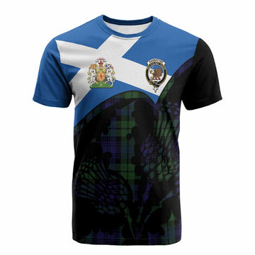 Bannatyne Tartan Family Crest Cotton T-shirt Scotland Thistle Floral Flag Style