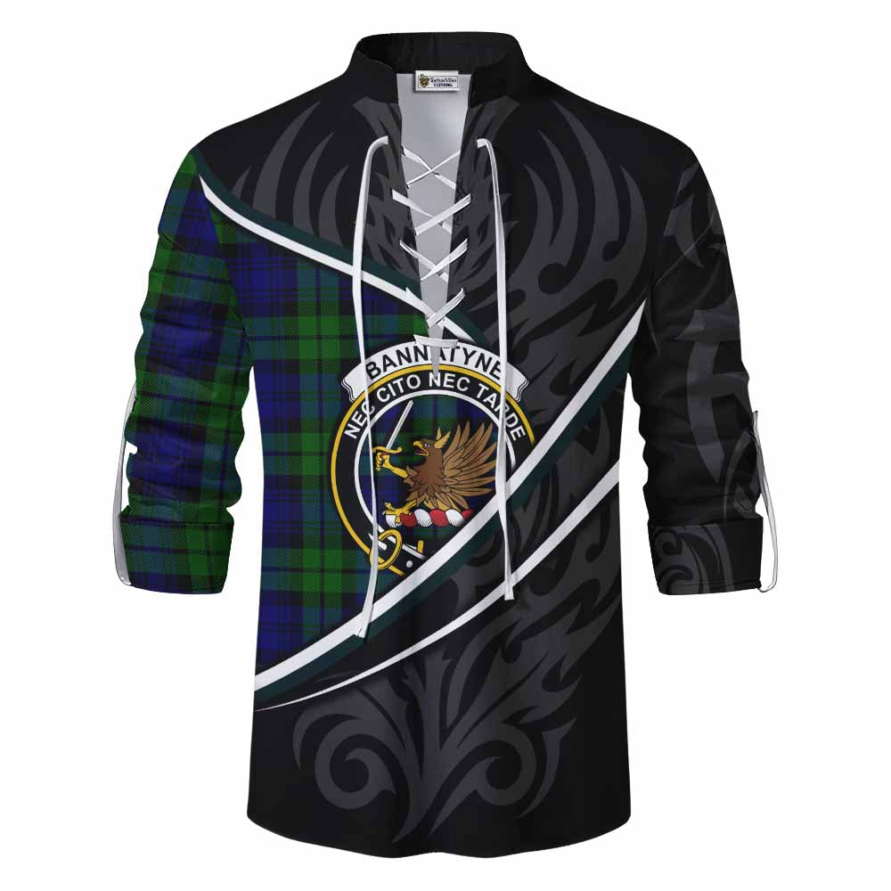 Bannatyne Tartan Family Crest Ghillie Kilt Shirt Celtic Scottish Thistle Floral - Tartan Vibes Clothing