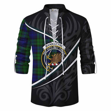Bannatyne Tartan Family Crest Ghillie Kilt Shirt Celtic Scottish Thistle Floral - Tartan Vibes Clothing