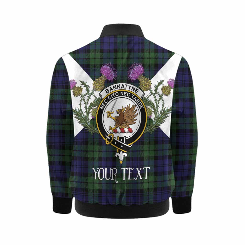 Bannatyne Tartan Family Crest Kid Bomber Jacket Scottish Burns Night Thistle Floral
