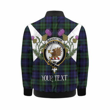Bannatyne Tartan Family Crest Kid Bomber Jacket Scottish Burns Night Thistle Floral