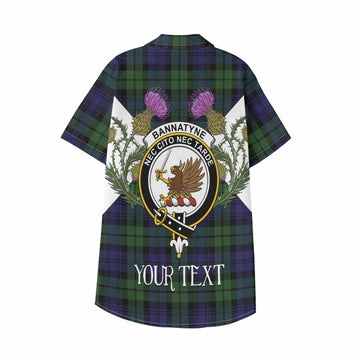 Bannatyne Tartan Family Crest Kid Hawaiian Shirt Scottish Burns Night Thistle Floral