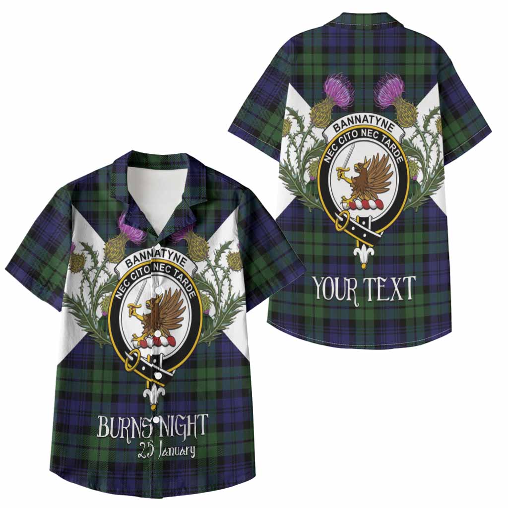 Bannatyne Tartan Family Crest Kid Hawaiian Shirt Scottish Burns Night Thistle Floral