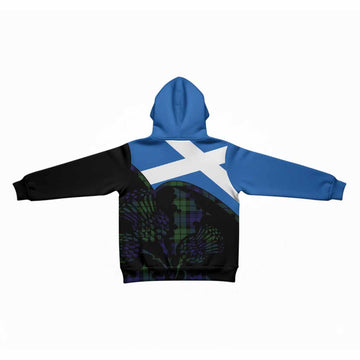 Bannatyne Tartan Family Crest Kid Hoodie Scotland Thistle Floral Flag Style