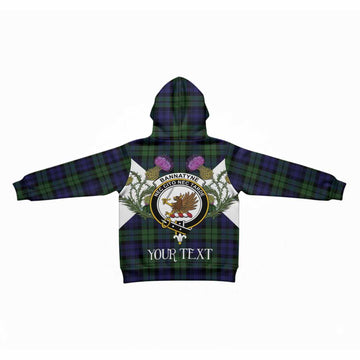 Bannatyne Tartan Family Crest Kid Hoodie Scottish Burns Night Thistle Floral
