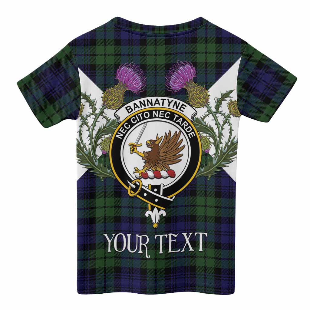 Bannatyne Tartan Family Crest Kid T-shirt Scottish Burns Night Thistle Floral