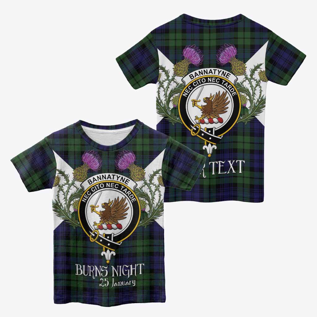 Bannatyne Tartan Family Crest Kid T-shirt Scottish Burns Night Thistle Floral