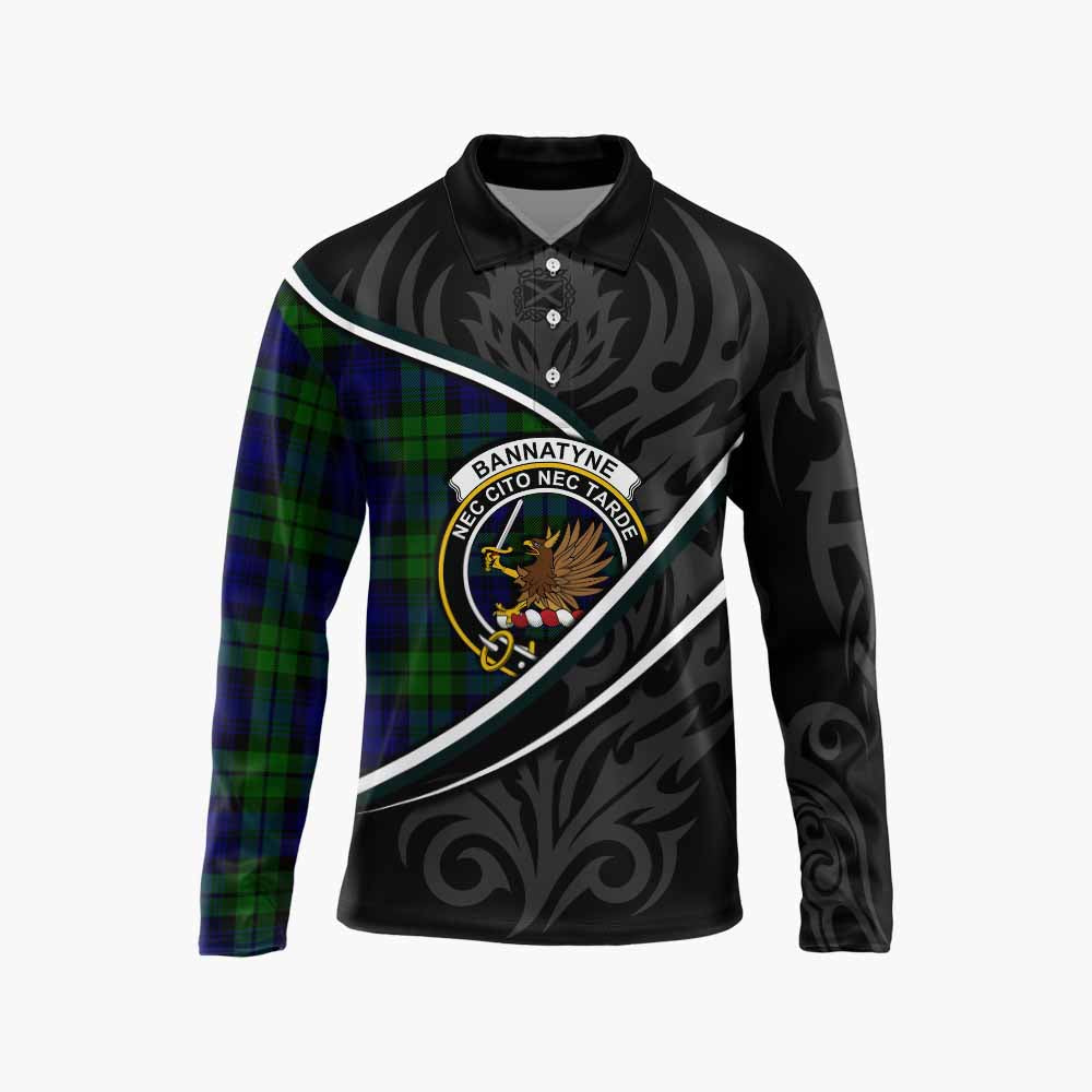 Bannatyne Tartan Family Crest Long Sleeve Polo Shirt Celtic Scottish Thistle Floral - Tartan Vibes Clothing