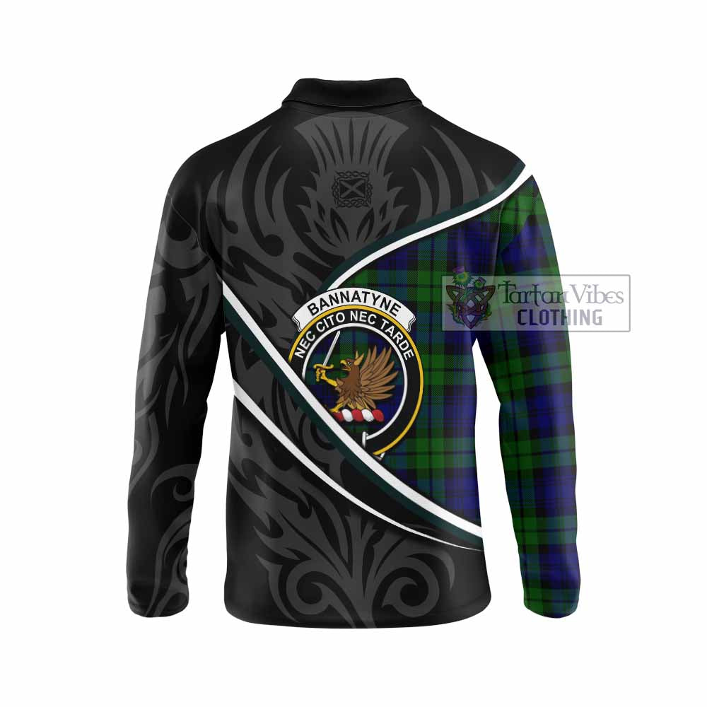 Bannatyne Tartan Family Crest Long Sleeve Polo Shirt Celtic Scottish Thistle Floral - Tartan Vibes Clothing