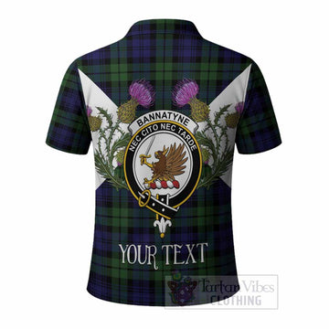Bannatyne Tartan Family Crest Polo Shirt Scottish Burns Night Thistle Floral