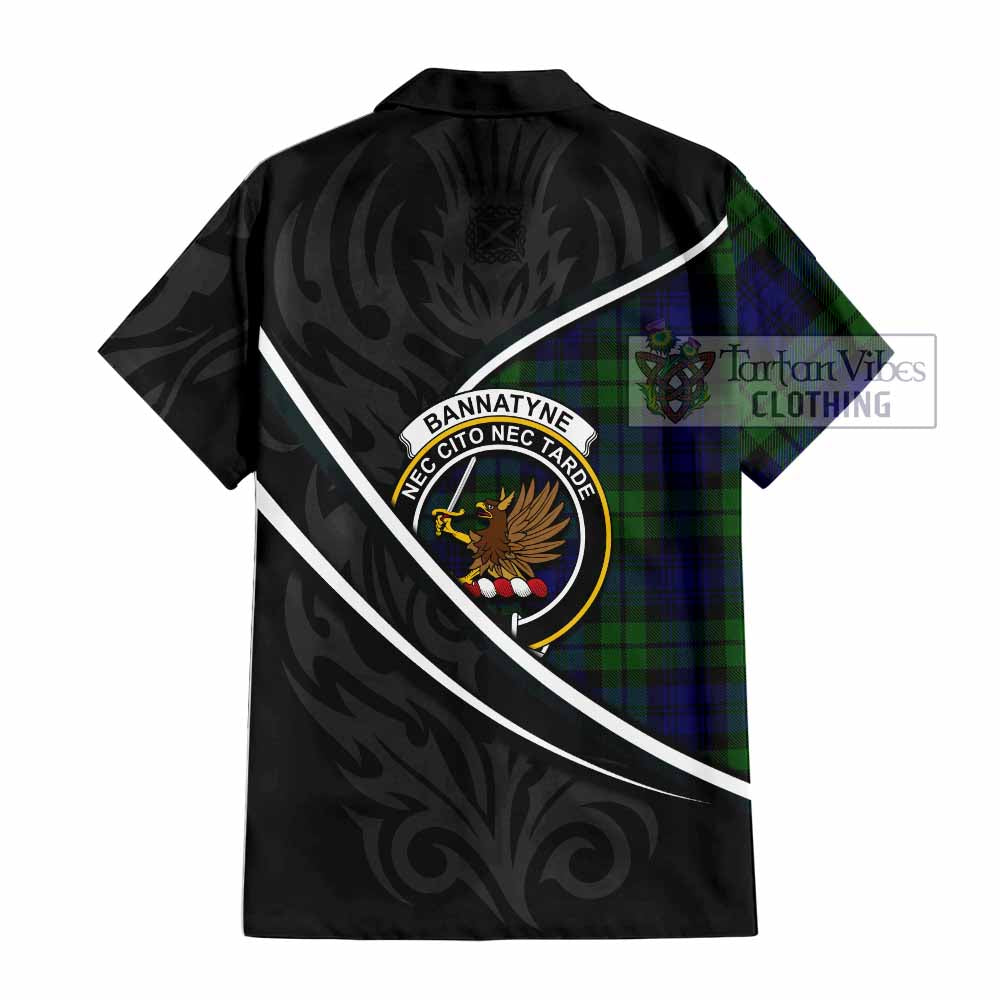 Bannatyne Tartan Family Crest Short Sleeve Button Shirt Celtic Scottish Thistle Floral - Tartan Vibes Clothing