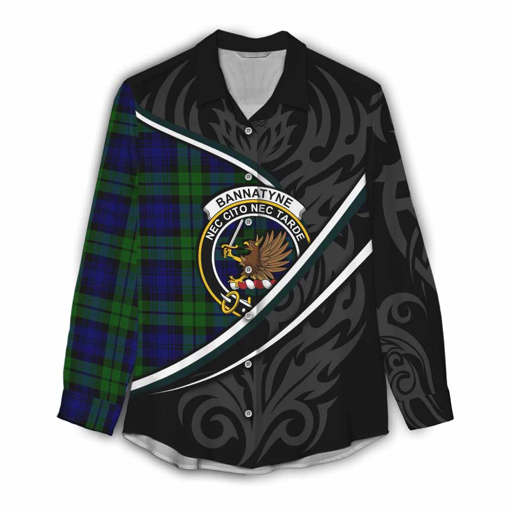 Bannatyne Tartan Family Crest Women Casual Shirt Celtic Scottish Thistle Floral - Tartan Vibes Clothing
