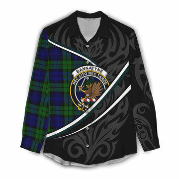 Bannatyne Tartan Family Crest Women Casual Shirt Celtic Scottish Thistle Floral - Tartan Vibes Clothing