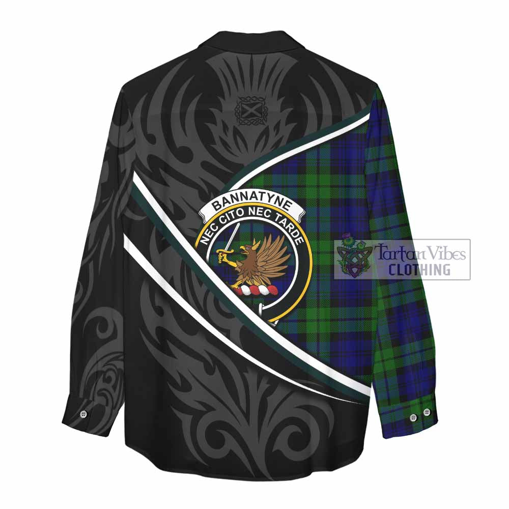 Bannatyne Tartan Family Crest Women Casual Shirt Celtic Scottish Thistle Floral - Tartan Vibes Clothing