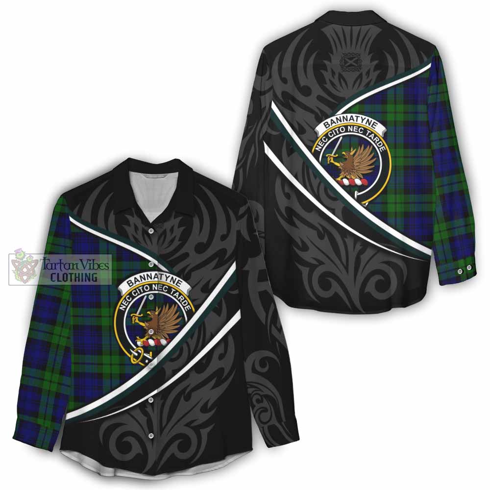 Bannatyne Tartan Family Crest Women Casual Shirt Celtic Scottish Thistle Floral - Tartan Vibes Clothing