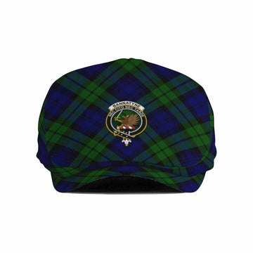 Bannatyne Tartan Flat Cap, Jeff Cap Cross Style with Family Crest - Tartan Vibes Clothing