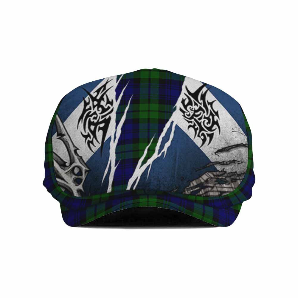 Bannatyne Tartan Flat Cap, Jeff Cap Scotland Flag Ripped Tribal Design