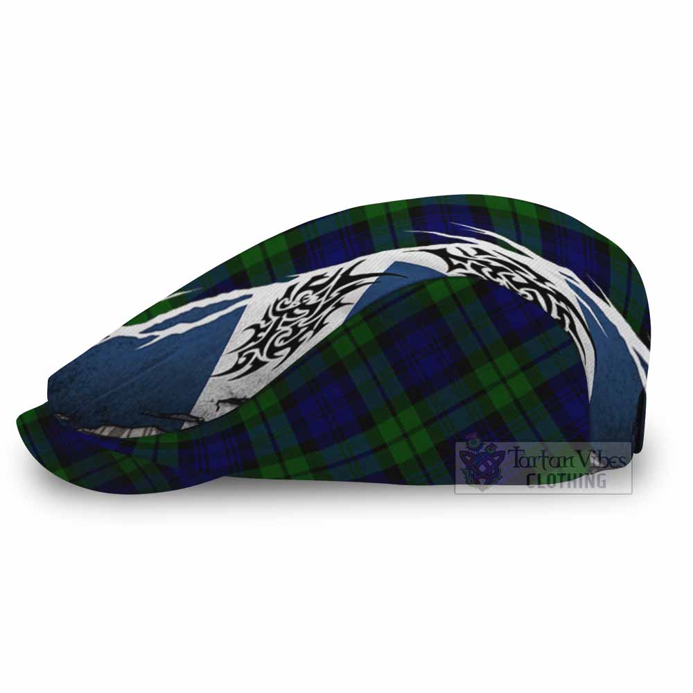 Bannatyne Tartan Flat Cap, Jeff Cap Scotland Flag Ripped Tribal Design