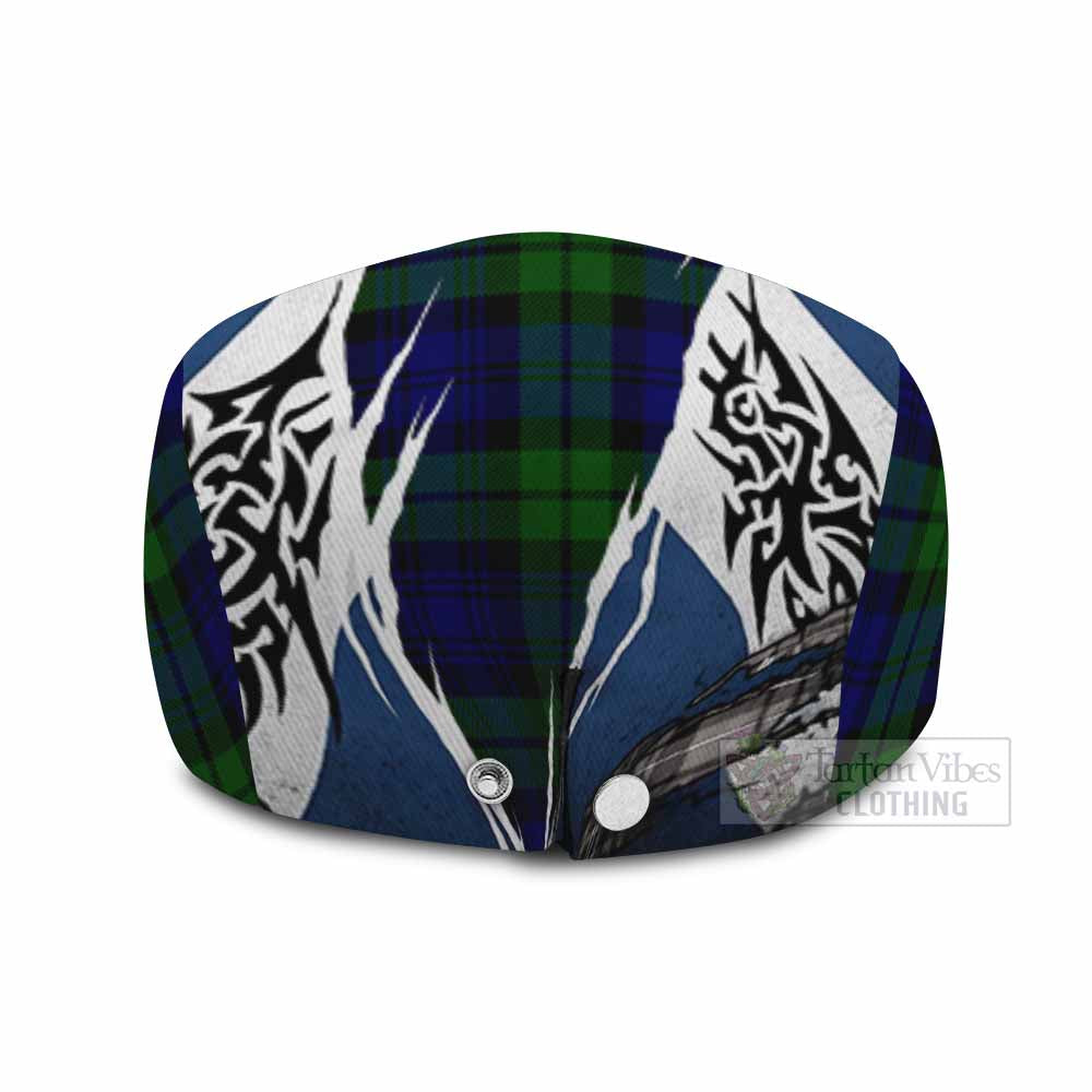 Bannatyne Tartan Flat Cap, Jeff Cap Scotland Flag Ripped Tribal Design